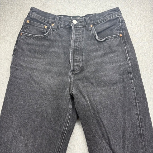 Denim Forum Jeans Womens 26 The Joni High Rise Loose Black Distressed Ripped - Picture 3 of 16